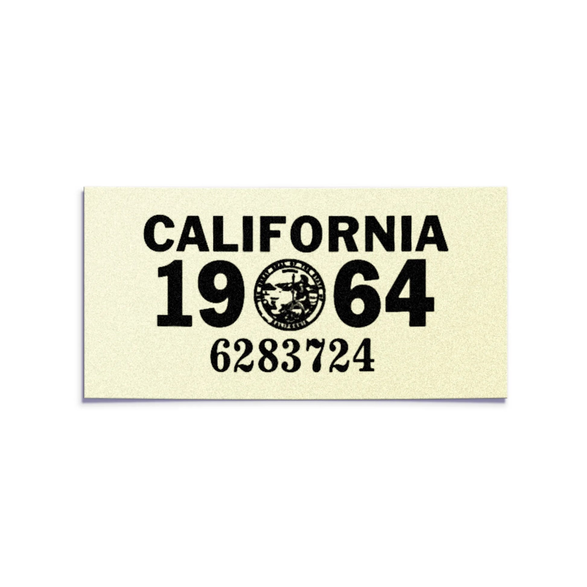 California license plate 1964 year sticker — YOM Series — reproduction shown on white background