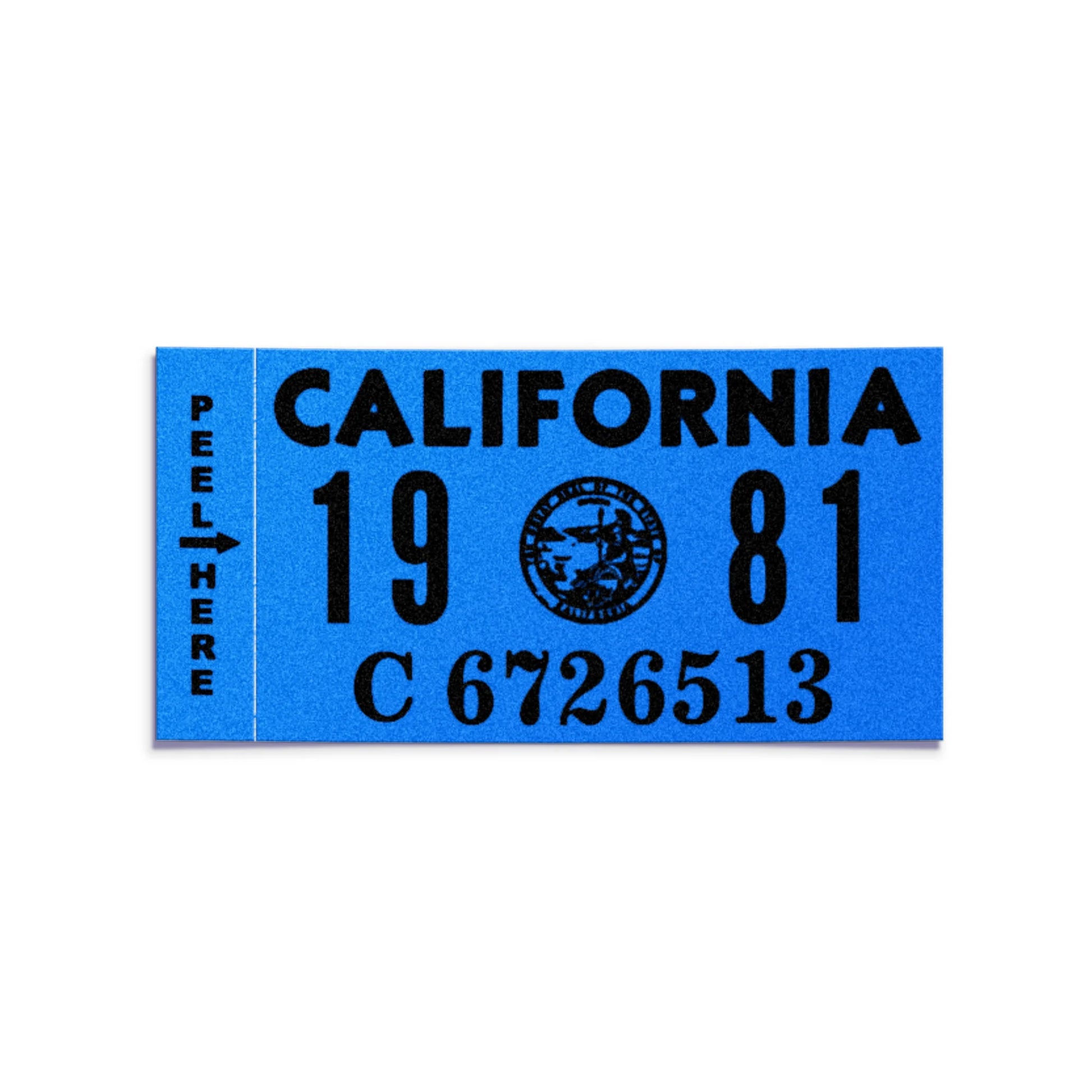 California license plate 1981 year sticker — Classic Series — reproduction shown on white background