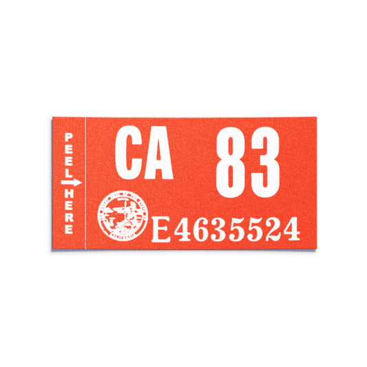 California license plate 1983 year sticker — Classic Series — reproduction shown on white background