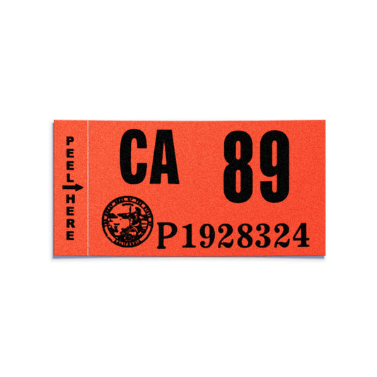California license plate 1989 year sticker — Classic Series — reproduction shown on white background