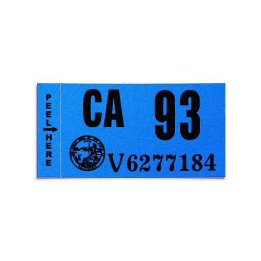 California license plate 1993 year sticker — Classic Series — reproduction shown on white background