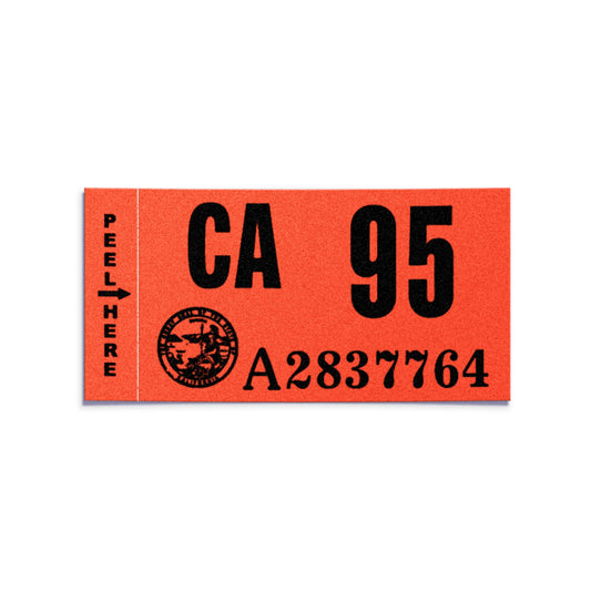 California license plate 1995 year sticker — Classic Series — reproduction shown on white background