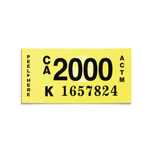 California license plate 2000 year sticker — Classic Series — reproduction shown on white background