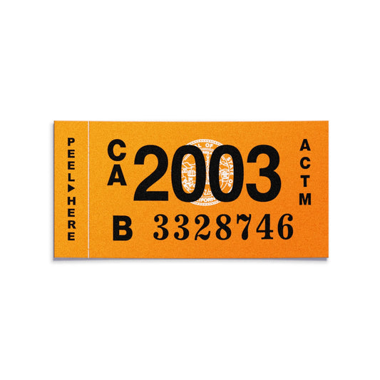 California license plate 2003 year sticker — Classic Series — reproduction shown on white background