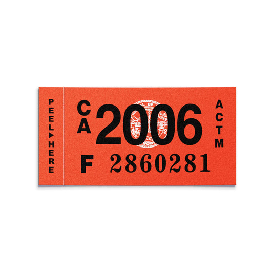 California license plate 2006 year sticker — Classic Series — reproduction shown on white background