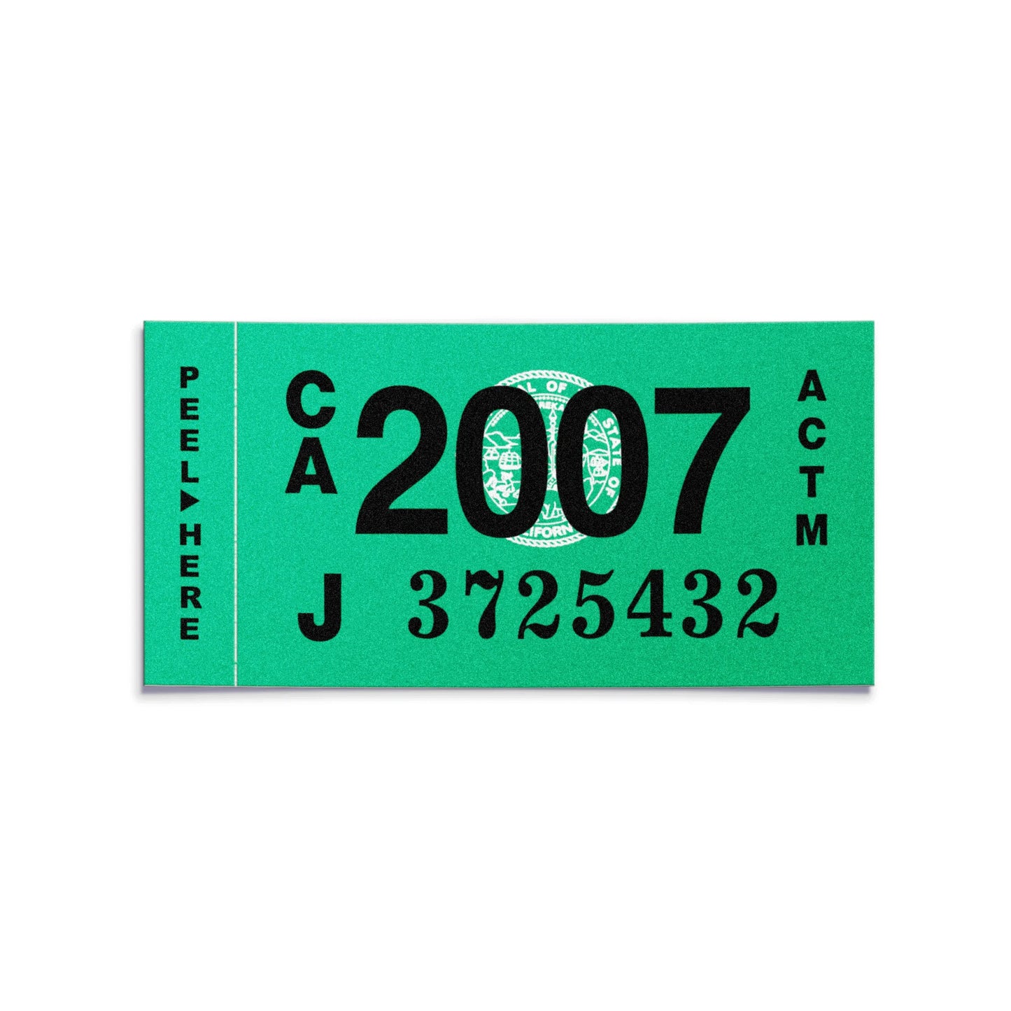 California license plate 2007 year sticker — Classic Series — reproduction shown on white background