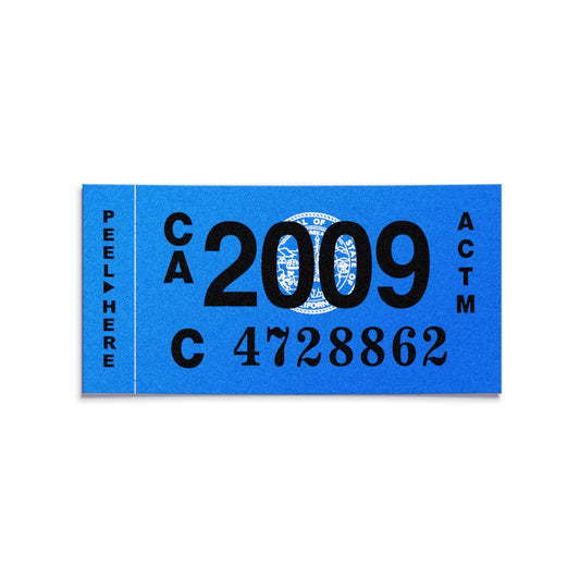 California license plate 2009 year sticker — Classic Series — reproduction shown on white background