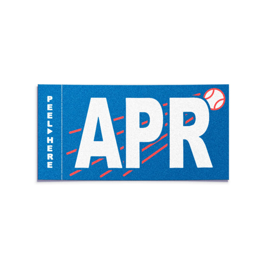 California license plate April month sticker — Ballpark Series — reproduction shown on white background