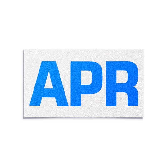 California license plate April month sticker — Blue Series — reproduction shown on white background