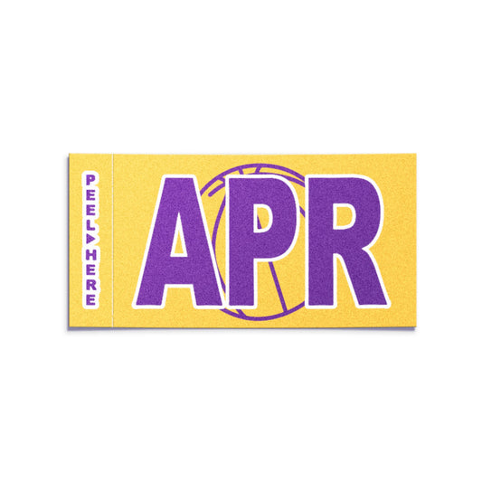 California license plate April month sticker — Courtside Series — reproduction shown on white background