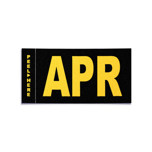 California license plate April month sticker — Legacy Series — reproduction shown on white background
