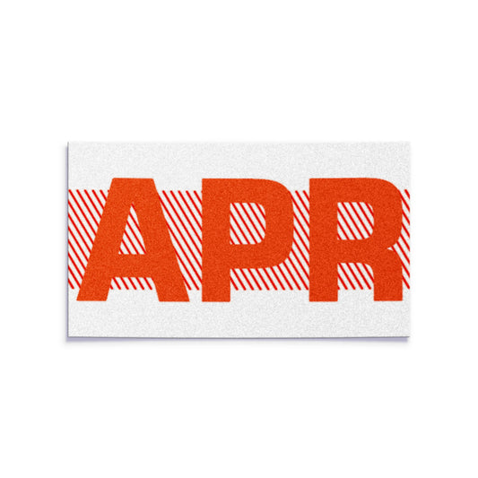 California license plate April month sticker — Red Series — reproduction shown on white background