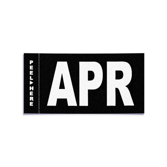 California license plate April month sticker — Stealth Series — reproduction shown on white background