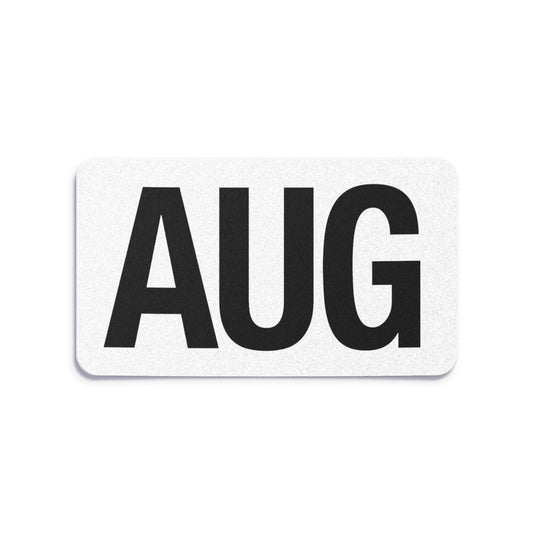 California license plate August month sticker — Black Series — reproduction shown on white background
