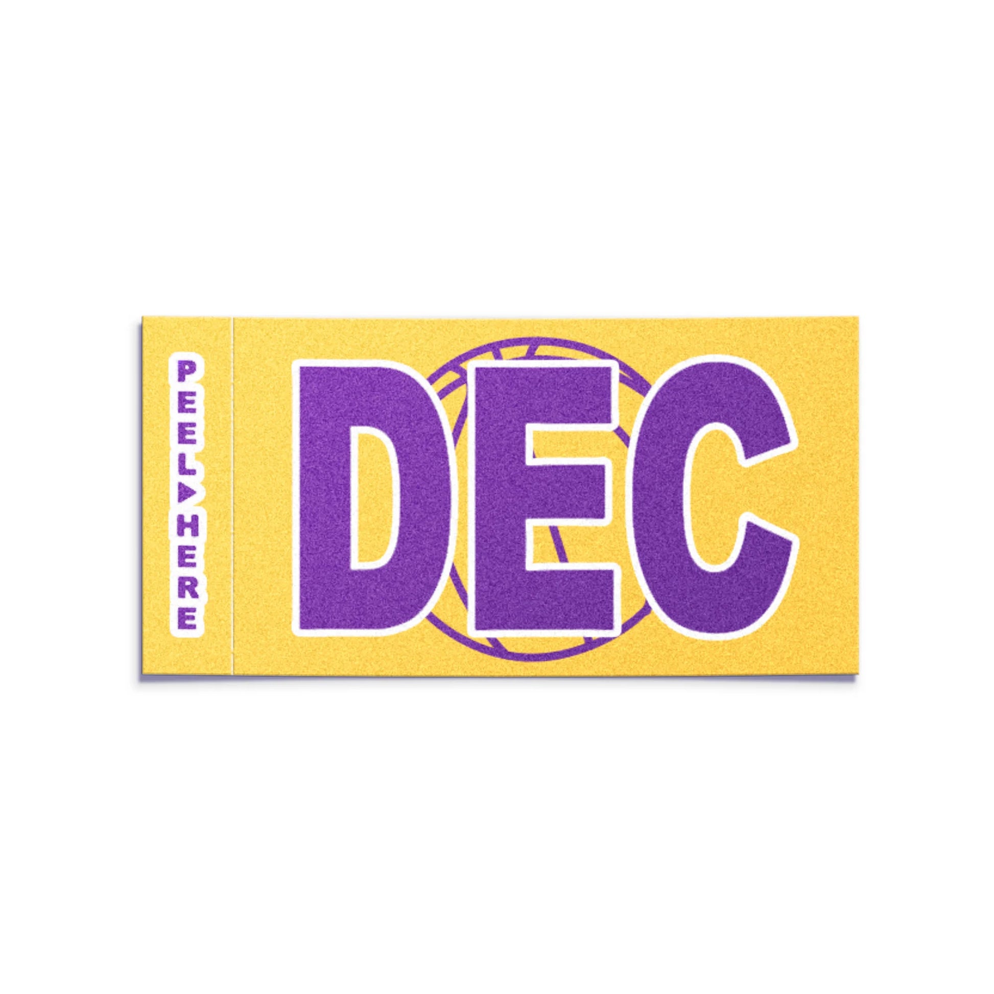California license plate December month sticker — Courtside Series — reproduction shown on white background