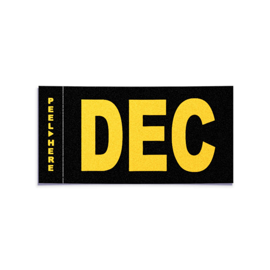 California license plate December month sticker — Legacy Series — reproduction shown on white background