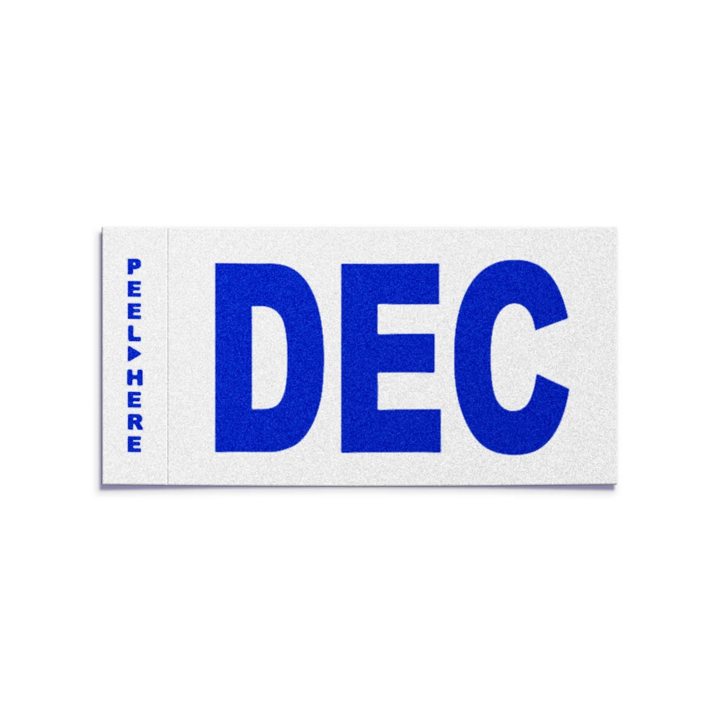 California license plate December month sticker — Modern Series — reproduction shown on white background