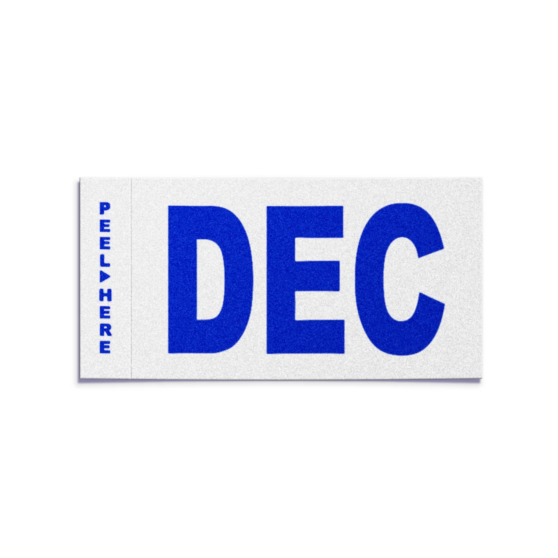California license plate December month sticker — Modern Series — reproduction shown on white background