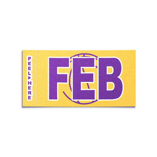 California license plate February month sticker — Courtside Series — reproduction shown on white background