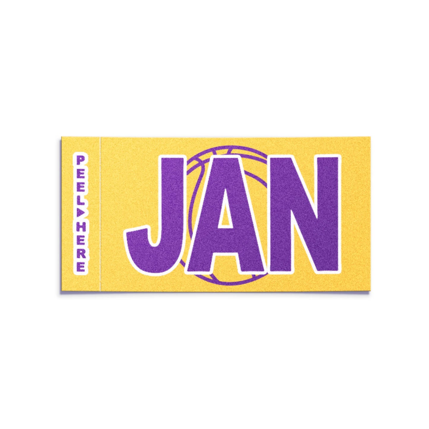 California license plate January month sticker — Courtside Series — reproduction shown on white background