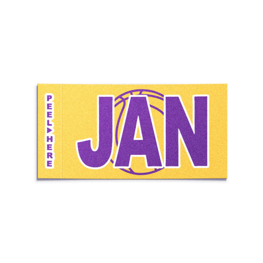 California license plate January month sticker — Courtside Series — reproduction shown on white background