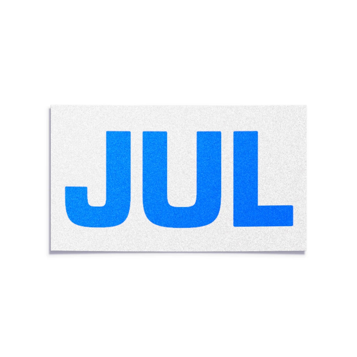 California license plate July month sticker — Blue Series — reproduction shown on white background