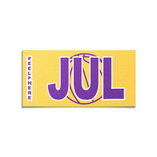 California license plate July month sticker — Courtside Series — reproduction shown on white background