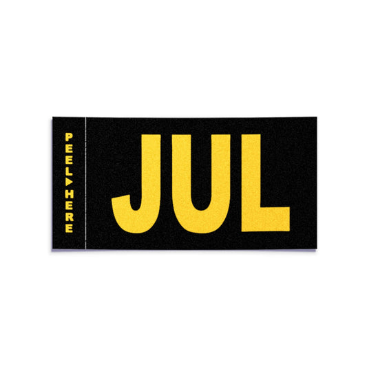California license plate July month sticker — Legacy Series — reproduction shown on white background