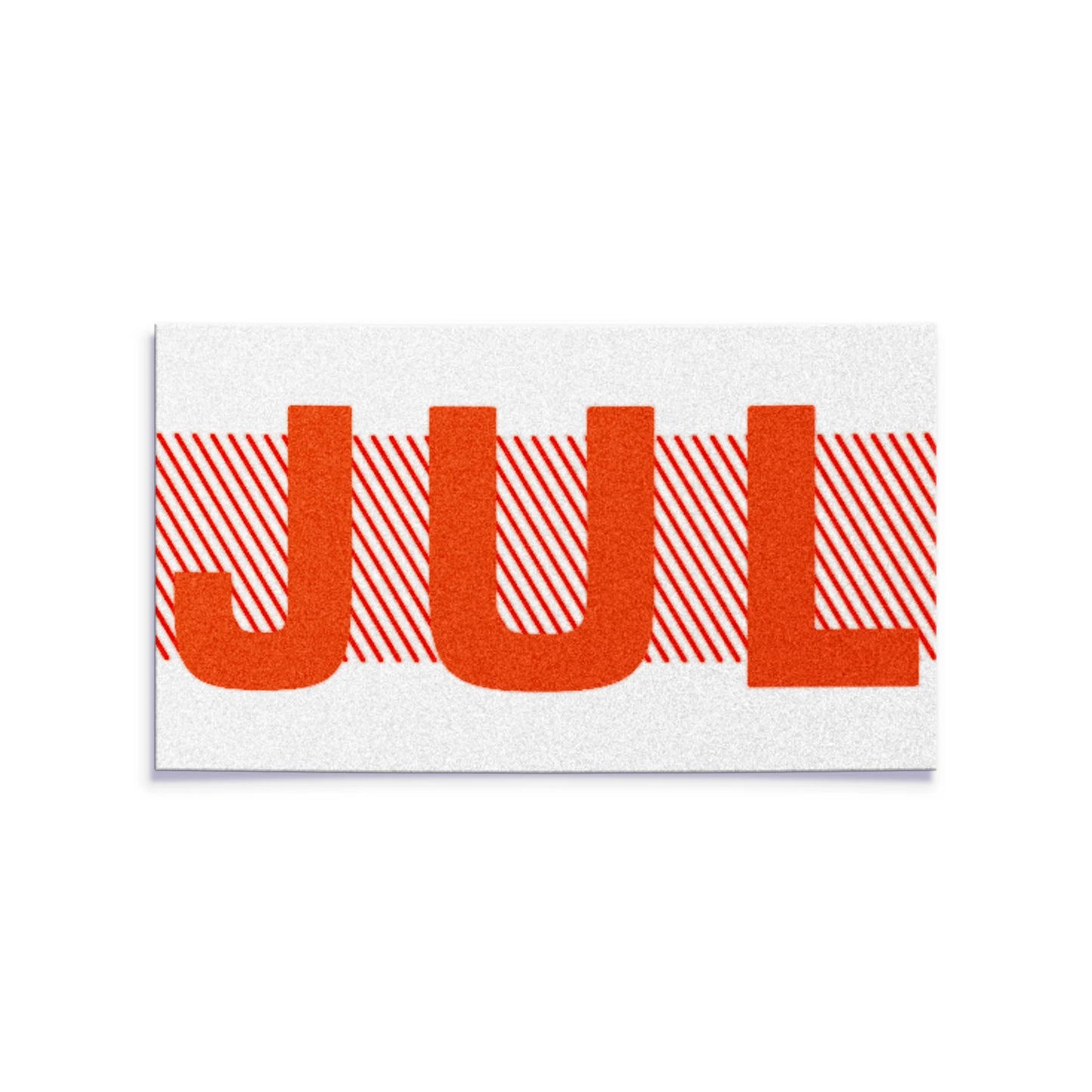 California license plate July month sticker — Red Series — reproduction shown on white background