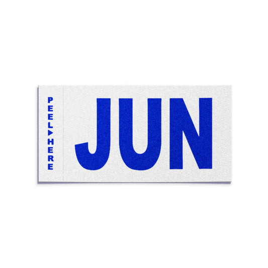 California license plate June month sticker — Modern Series — reproduction shown on white background