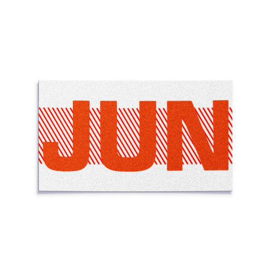 California license plate June month sticker — Red Series — reproduction shown on white background