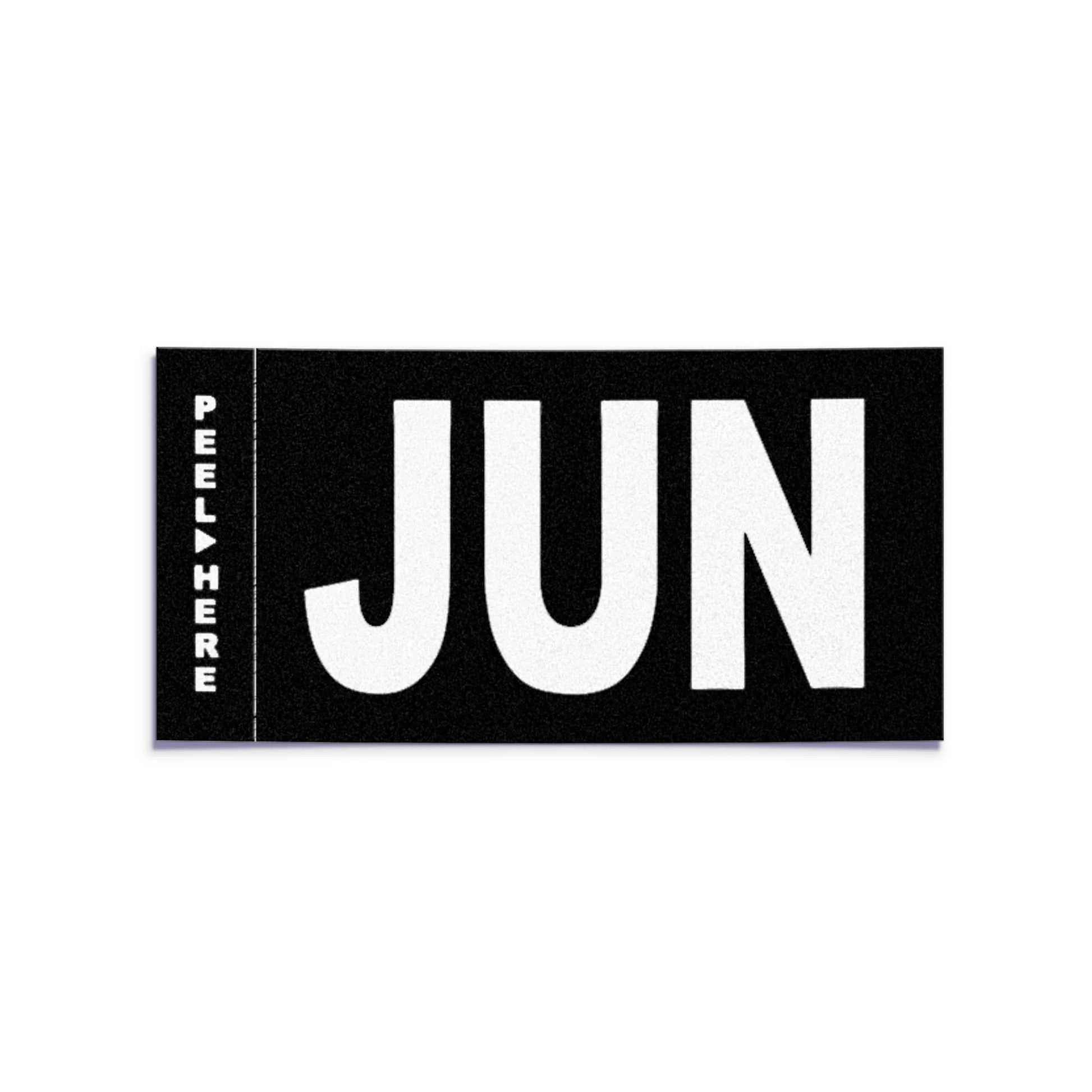 California license plate June month sticker — Stealth Series — reproduction shown on white background