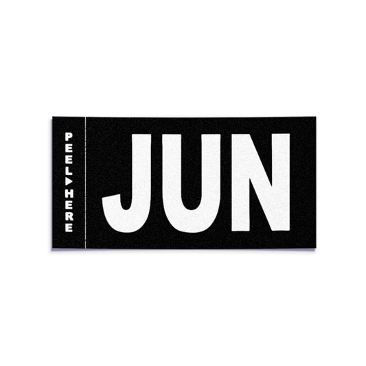 California license plate June month sticker — Stealth Series — reproduction shown on white background