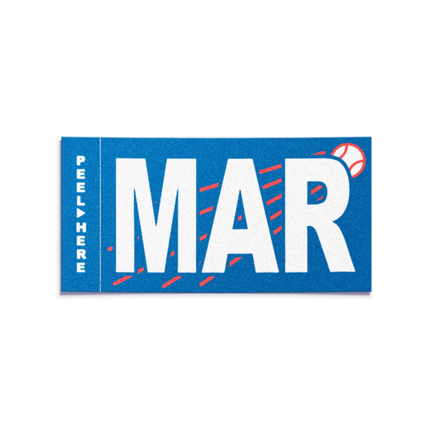 California license plate March month sticker — Ballpark Series — reproduction shown on white background