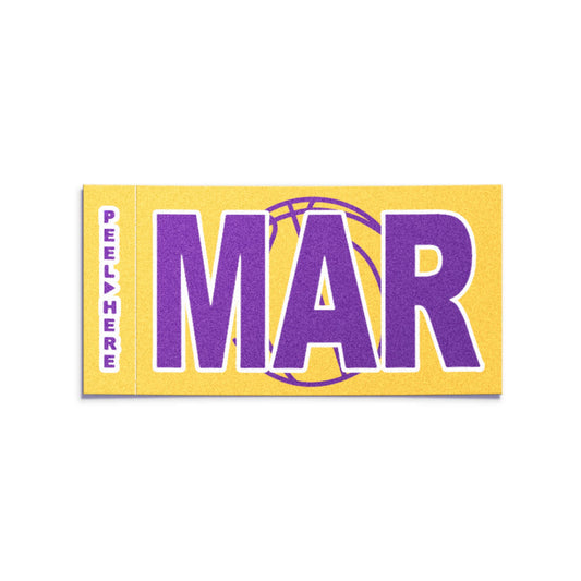 California license plate March month sticker — Courtside Series — reproduction shown on white background