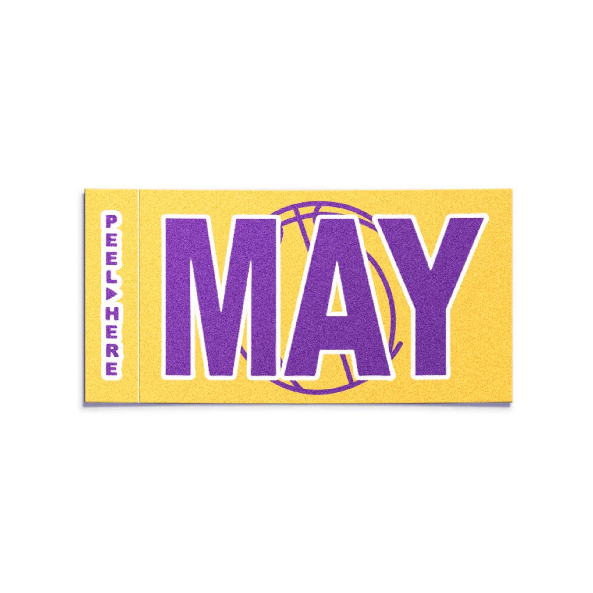 California license plate May month sticker — Courtside Series — reproduction shown on white background