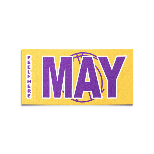 California license plate May month sticker — Courtside Series — reproduction shown on white background