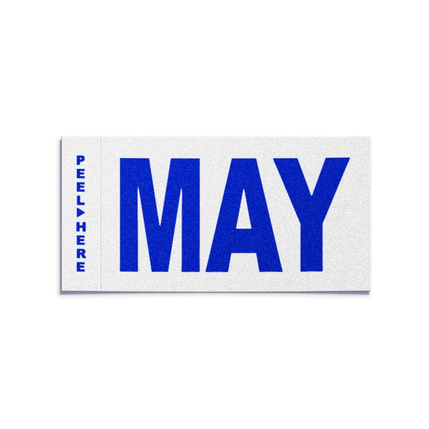 California license plate May month sticker — Modern Series — reproduction shown on white background