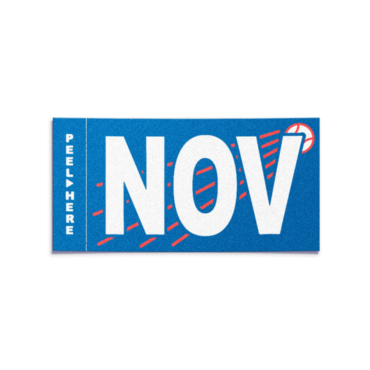 California license plate November month sticker — Ballpark Series — reproduction shown on white background
