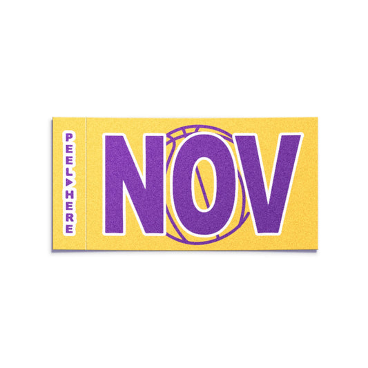 California license plate November month sticker — Courtside Series — reproduction shown on white background