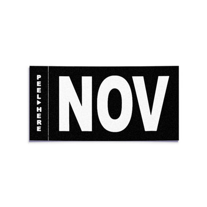 California license plate November month sticker — Stealth Series — reproduction shown on white background