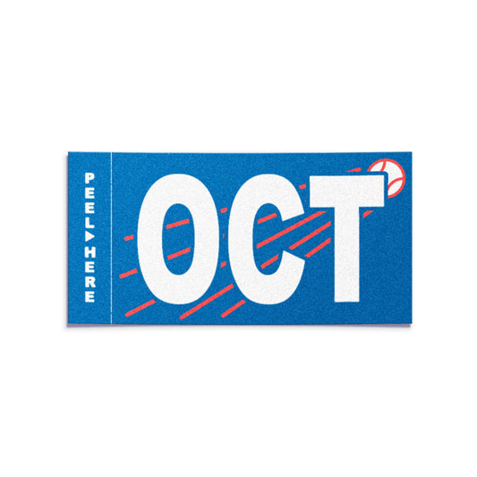 California license plate October month sticker — Ballpark Series — reproduction shown on white background