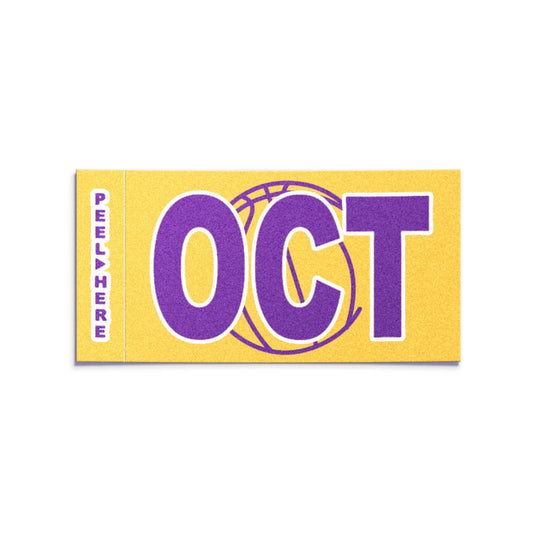 California license plate October month sticker — Courtside Series — reproduction shown on white background