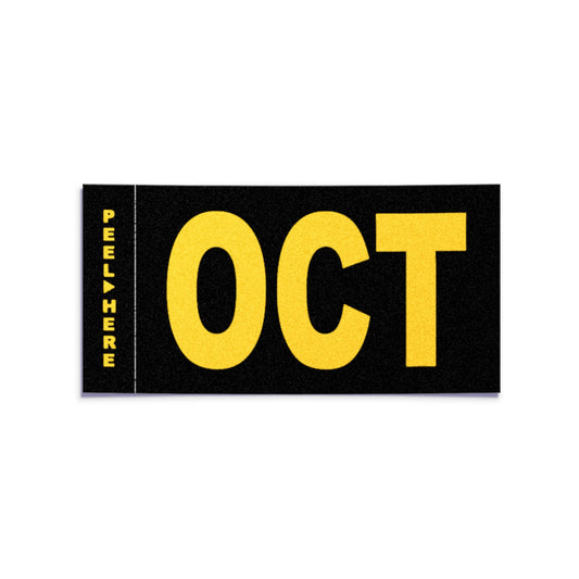 California license plate October month sticker — Legacy Series — reproduction shown on white background