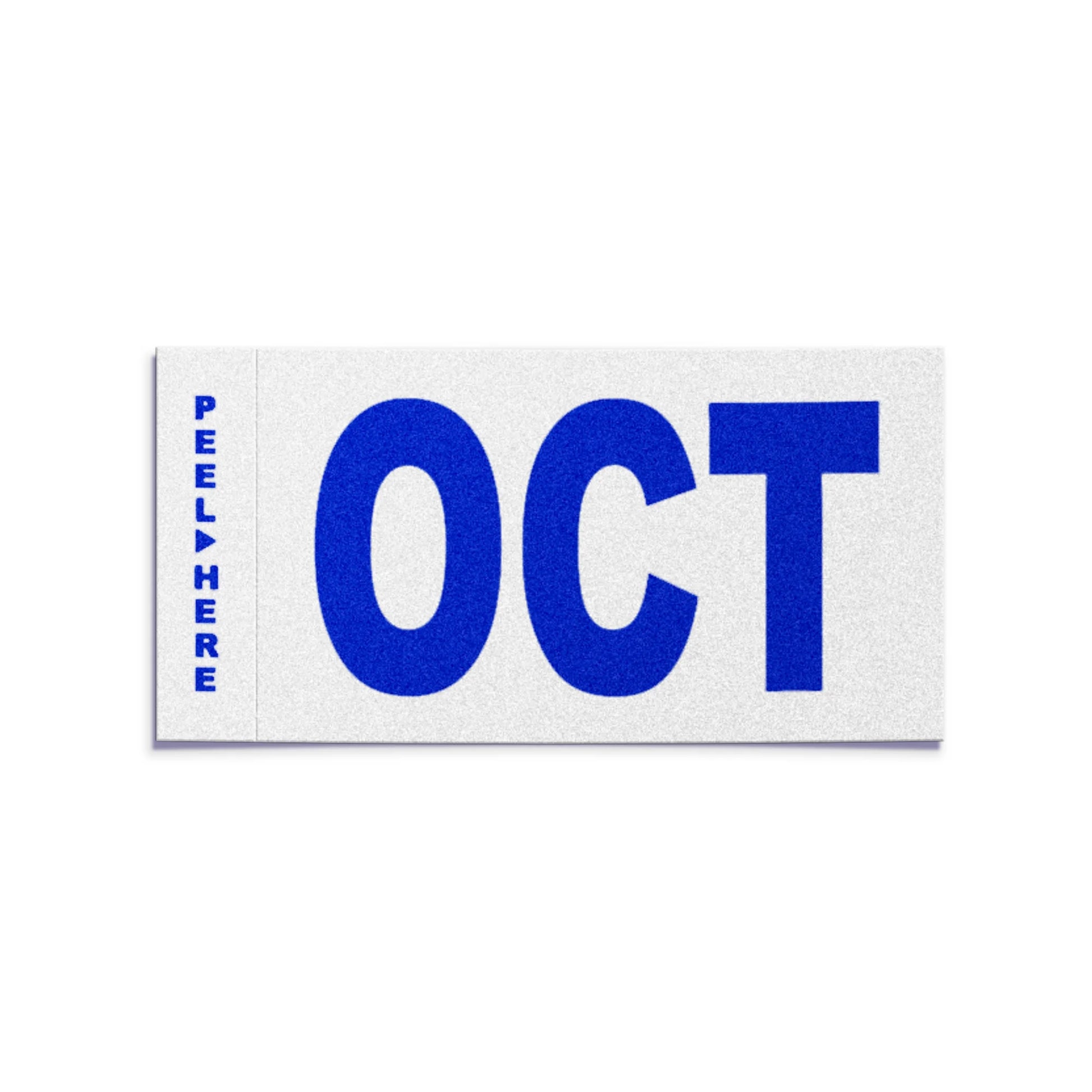 California license plate October month sticker — Modern Series — reproduction shown on white background