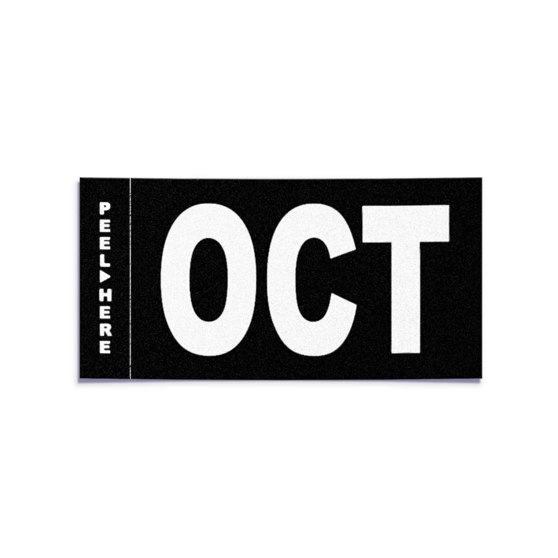 California license plate October month sticker — Stealth Series — reproduction shown on white background
