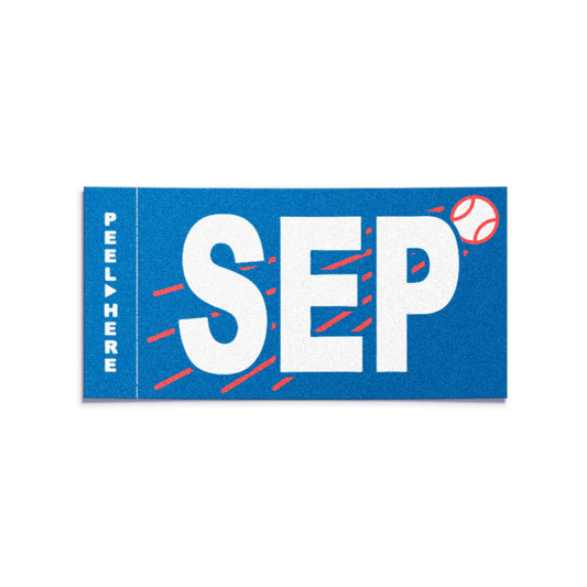 California license plate September month sticker — Ballpark Series — reproduction shown on white background