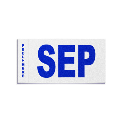 California license plate September month sticker — Modern Series — reproduction shown on white background
