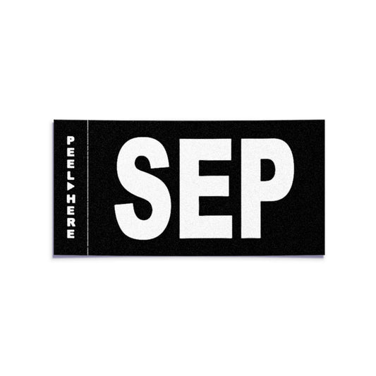 California license plate September month sticker — Stealth Series — reproduction shown on white background